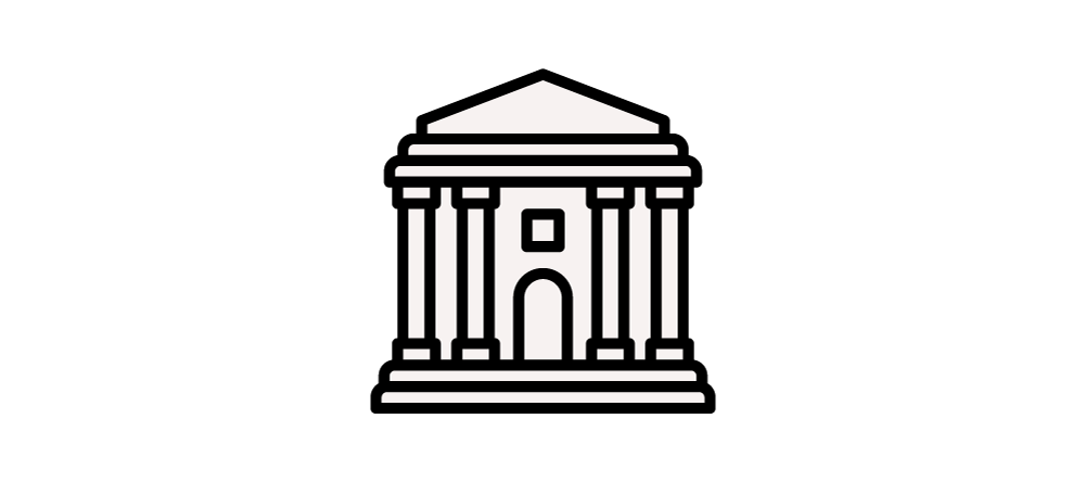 a government building with four columns
