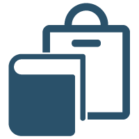 book icon over a bag icon