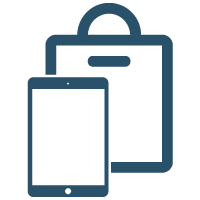 ipad icon over a bag icon