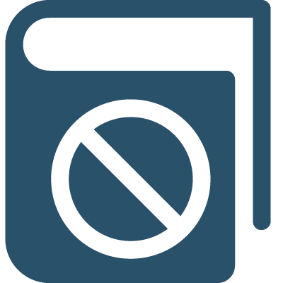 a minimalist blue book with a white prohibition symbol on it