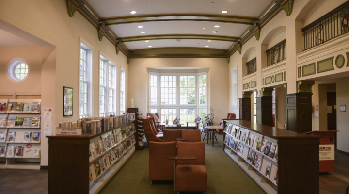 library-interior-periodical-reading-area an interior photograph of the periodical reading area