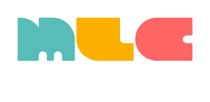 book shaped word bubble with the initials M L C in colorful letters - below reads Municipal Library Consortium of Saint Louis County