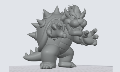 A 3D rendering of BOWSER in attack stance with arms raised in front.